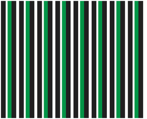 Green and black white background stripe design. Seamless textile pattern.