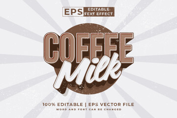 Editable text effect - Coffee Milk Vintage template style premium vector