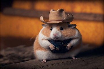 Cowboy hamster from western film is going on a duel