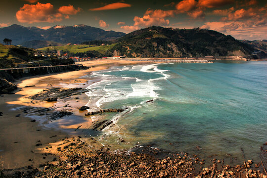 Spain, Basque Country Region, Guipuzcoa Province, Deba, coastal town view