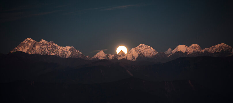 Super Moon Behind Ganesh Himal Range