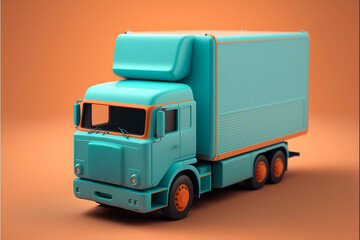 3d render isometric truck to transport and delivery, generative ai