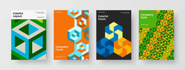 Fototapeta na wymiar Creative cover design vector template set. Trendy geometric tiles banner illustration collection.