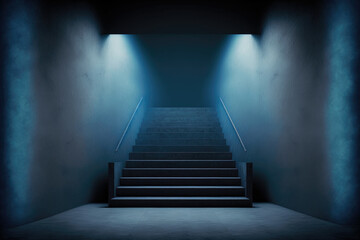 Fototapeta na wymiar Dark Empty Cold Stairwell created with Generative AI Technology, ai, generative
