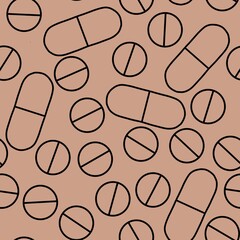 Cartoon medicine seamless pills pattern for wrapping paper and clothes print and fabrics and linens and pharmacy