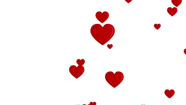 Red Hearts motion for Valentine's day Greeting love video. 4K Romantic looped animation on white background for Valentine's day, St. Valentines Day, Mother's day, Wedding anniversary invitation e-card