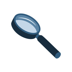 Magnifying glass or lupe. Hand drawn vector illustration isolated on white background, modern flat cartoon style.