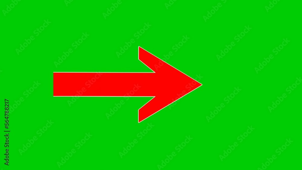 Poster arrow sign symbol animation on green screen, red color cartoon arrow pointing right 4k animated imag