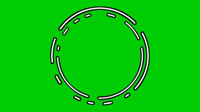Animation cartoon rotating circle border motion graphics for video elements overlay on green screen background.4K animated images