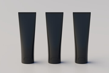 Cosmetic Cream Tube Packaging Multiple Tubes Mockup. 3D Illustration