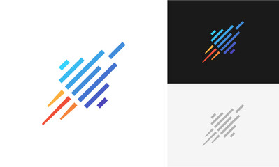 digital rocket logo icon design vector