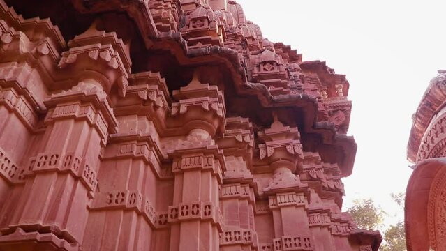 ancient hindu temple architecture from different angle at day