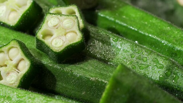 Fresh okra on white background