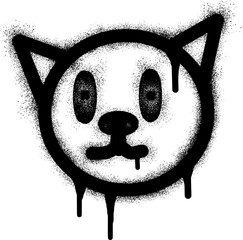 Smiling face emoticon panda graffiti with black spray paint. © anakcikal978