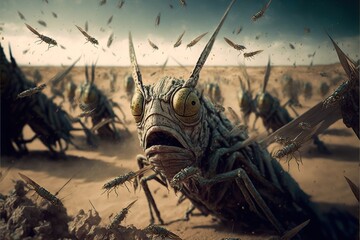 A million locusts, created with Generative AI technology - obrazy, fototapety, plakaty