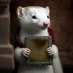 A funny and curious animal inside a screen with skill and interest, it seems to be interested in exploring the functionalities and possibilities of technology. He seems to be defying the expectations 