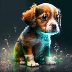 Dog cartoons with an acidic style, with vibrant colors and distorted lines. They look fun and irreverent, with friendly expressions and laid-back attitudes