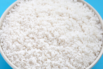 Flower of salt on blue background.