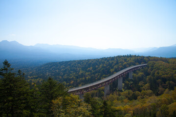 Autumn at Mikuni Pass overlooking the bridge