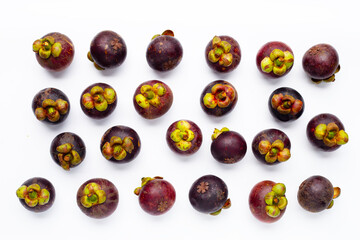 Mangosteen on white background.