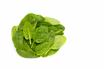Spinach leaves on white background.