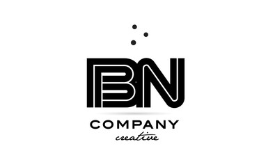 Fototapeta premium BN black and white combination alphabet bold letter logo with dots. Joined creative template design for company and business