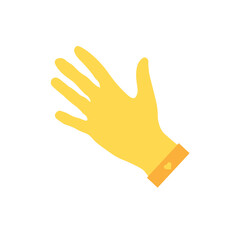 rubber yellow glove on the hand, the concept of working in the garden and vegetable garden