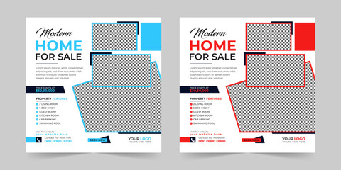 Modern Real estate house sale and home rent advertising square Social media post and promotion ads discount banner vector template design.