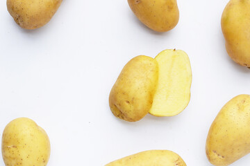 Raw potatoes isolated on white background