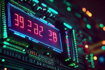 Obraz premium Data transformation on a circuit board, generative ai 