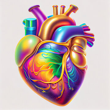 Multicolored illustration of heart. AI generative.