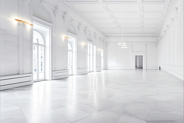 Fancy empty white room hall ballroom  interior for display presentation, 