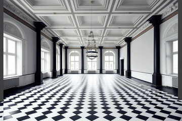 Fancy empty white room hall ballroom  interior for display presentation, 