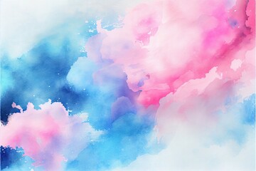 Baby pink and blue abstract watercolor background - generative ai