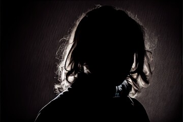 Obraz premium Backlit portrait silhouette of unrecognizable woman - generative ai