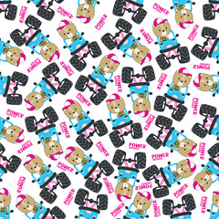Seamless pattern vector of monster truck with little bear driver. Creative vector childish background for fabric textile, nursery background, baby clothes, wrapping paper and other decoration. © Hijaznahwani