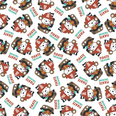 Obraz premium Seamless pattern of funny monkey pirate, Can be used for t-shirt print, Creative vector childish background for fabric textile, nursery wallpaper and other decoration.