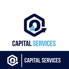 Initial O Letter with Bar Chart and Up Growing Arrow for Finance, Capital Business Services Logo Idea Template