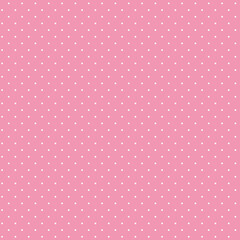Polka dot seamless pattern in pink and white. Minimal fashionable design. Polka dots trendy background, tile. For fabric pattern, card, decor, wrapping paper