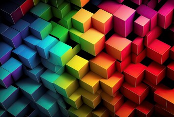 illustration,abstract background of colored cubes,image by AI