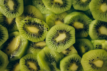 a lot of kiwi slices as textured background