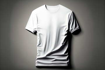 White t-shirts with copy space on gray background, Made by AI,Artificial intelligence