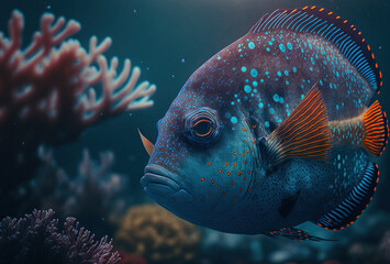 Ryba w podwodnym świecie - obrazy, fototapety, plakaty