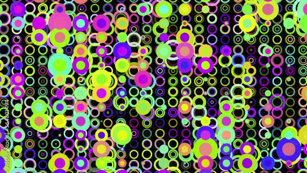 Poster abstract neon animated circle rings video loop background – 4k resolution closeup composition. seaml