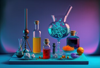 illustration, laboratory elements, AI generated image