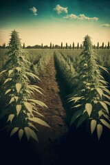 illustration, plantation of cannabis, image generated by AI