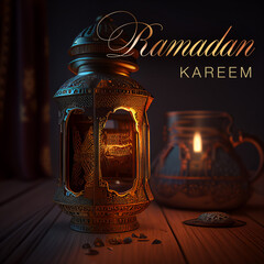 Ramadan Kareem muslim holiday postcard, generative AI