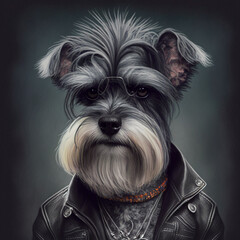 Yorkshire terrier on black background Generative AI