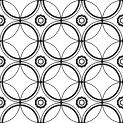 Interlocking circles White and Black pattern. Seamless background tile.