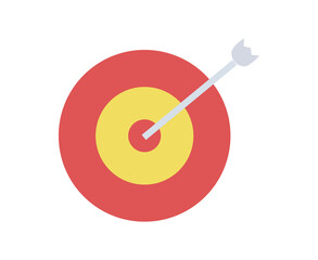 Target with arrow icon. Metaphor for goal setting and planning. Leadership and motivation. Graphic element for website. Targeting advertising and modern marketing. Cartoon flat vector illustration